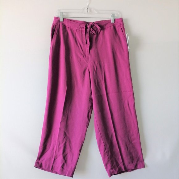 JM Collection Womens Fuchsia Pink High Rise Drawstring Capri Pants Size 10 - Picture 1 of 6